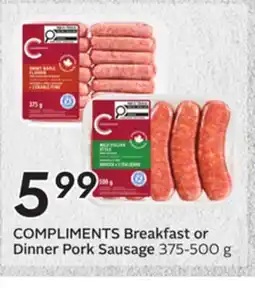 Sobeys COMPLIMENTS Breakfast or Dinner Pork Sausage offer