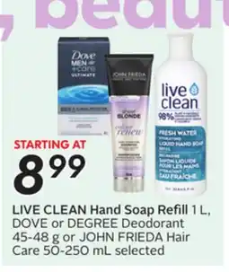 Sobeys LIVE CLEAN Hand Soap Refill offer