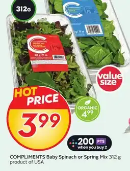 Sobeys COMPLIMENTS Baby Spinach or Spring Mix offer