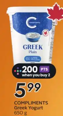Sobeys COMPLIMENTS Greek Yogurt offer