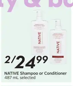 Sobeys NATIVE Shampoo or Conditioner offer