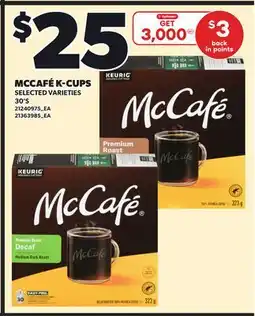 Independent Grocer MCCAFÉ K-CUPS, 30'S offer