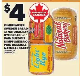 Independent Grocer DIMPFLMEIER SWEDEN BREAD, 680 G OR NATURAL BAKERY RYE READ, 500 G offer