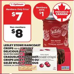 Independent Grocer LESLEY STOWE RAINCOAST CRISPS 150 G OR WILDLY DELICIOUS JELLY 185 ML offer