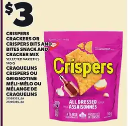 Independent Grocer CRISPERS CRACKERS OR CRISPERS BITS AND BITES SNACK AND CRACKER MIX offer