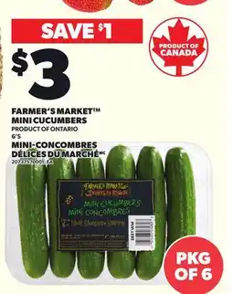 Independent Grocer FARMER'S MARKET MINI CUCUMBERS PRODUCT OF ONTARIO, 6'S offer