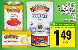 Food Basics AURORA BOUILLON CUBES, SEA SALT, DICED TOMATOES, OR UNICO TUNA offer