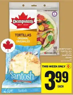 Food Basics DEMPSTER'S 10 TORTILLAS OR SANTOSH NAAN offer