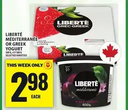 Food Basics LIBERTÉ MÉDITERRANÉE OR GREEK YOGURT offer