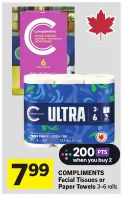 Foodland COMPLIMENTS Facial Tissues or Paper Towels offer