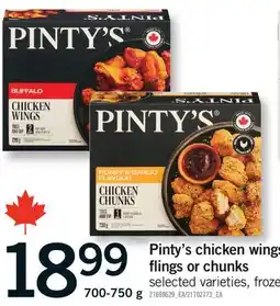 Fortinos PINTY'S CHICKEN WINGS, FLINGS OR CHUNKS offer