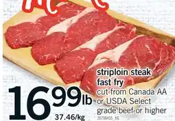Fortinos STRIPLOIN STEAK FAST FRY offer