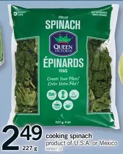 Fortinos COOKING SPINACH offer