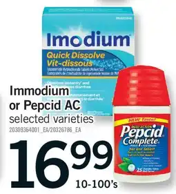 Fortinos IMMODIUM OR PEPCID AC, 10-100's offer