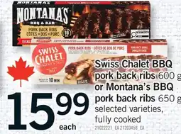 Fortinos SWISS CHALET BBQ PORK BACK RIBS, 600 G OR MONTANA'S BBQ PORK BACK RIBS, 650 G offer