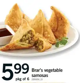 Fortinos BRAR'S VEGETABLE SAMOSAS, PKG OF 6 offer