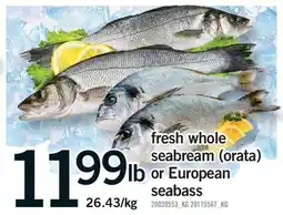 Fortinos FRESH WHOLE SEABREAM (ORATA) OR EUROPEAN SEABASS offer