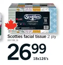 Fortinos SCOTTIES FACIAL TISSUE, 2 PLY, 18x126's offer