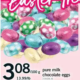 Fortinos PURE MILK CHOCOLATE EGGS offer