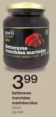 Avril Betteraves tranchées marinées bios offer