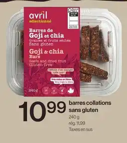 Avril Barres collations sans gluten offer