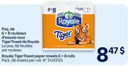Walmart Royale Tiger Towel paper towels 6=8 rolls offer