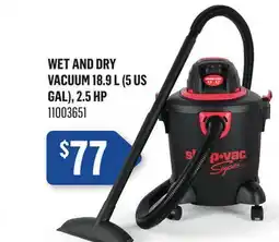 Canac Wet and dry Vacuum 18.9 L (5US Gal), 2.5 HP offer