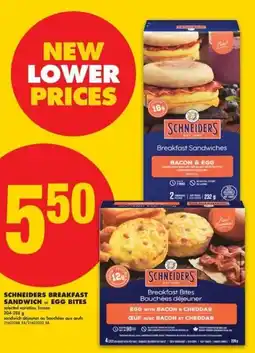 No Frills Schneiders breakfast sandwich or egg bites offer