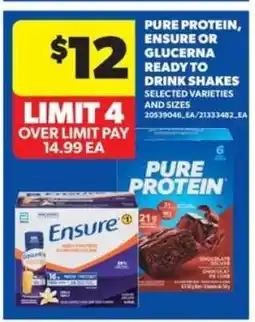 Real Canadian Superstore Pure Protein, Ensure or Glucerna Ready to Drink Shakes offer