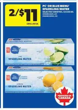 Real Canadian Superstore PC or Blue Menu Sparkling Water offer