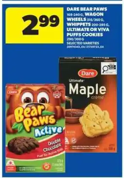 Real Canadian Superstore Dare Bear Paws, Wagon Wheels, Whippets, Ultimate or Viva Puffs Cookies offer