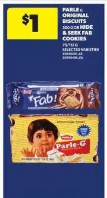 Real Canadian Superstore Parle G Original Biscuits or Hide & Seek Fab Cookies offer