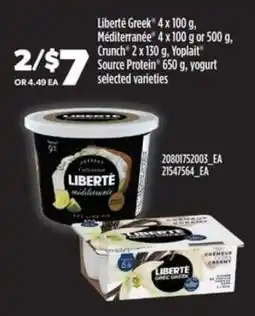 Real Canadian Superstore Liberté Greek, Méditerranée, Crunch, Yoplait Source Protein Yogurt offer