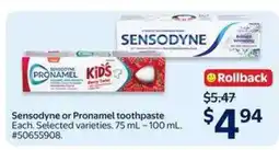 Walmart Sensodyne or Pronamel Toothpaste offer