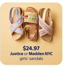 Walmart Justice or Madden NYC girls' sandals offer