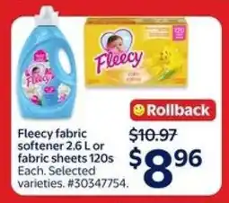 Walmart Fleecy fabric softener or fabric sheets offer
