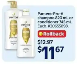 Walmart Pantene Pro-V Shampoo or Conditioner offer