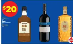Real Canadian Liquorstore Phillips Root Beer Schnapps, Donini Merlot, Seagram 83 offer