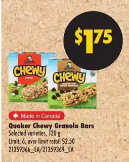 No Frills Quaker Chewy Granola Bars offer