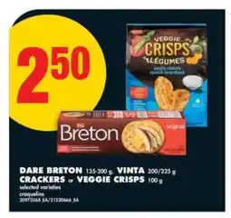 No Frills DARE BRETON, VINTA CRACKERS or VEGGIE CRISPS offer