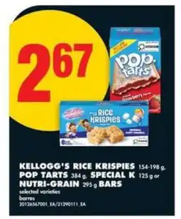 No Frills Kellogg's Rice Krispies, Pop Tarts, Special K, Nutri-Grain Bars offer