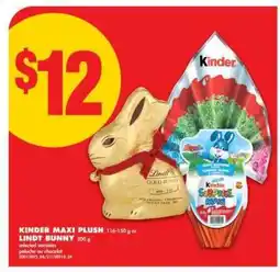 No Frills KINDER MAXI PLUSH LINDT BUNNY offer