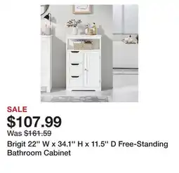 Wayfair Brigit 22'' W x 34.1'' H x 11.5'' D Free-Standing Bathroom Cabinet offer