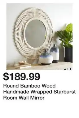 Wayfair Round Bamboo Wood Handmade Wrapped Starburst Room Wall Mirror offer