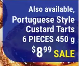 M & M Food Market Portuguese Style Custard Tarts 6 PIECES offer