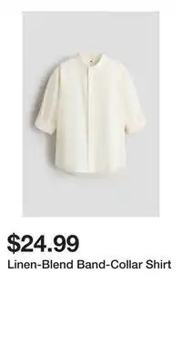 H&M Linen-Blend Band-Collar Shirt offer