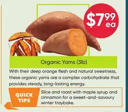 Healthy Planet Organic Yams offer