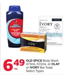 Rexall OLD SPICE Body Wash 473mL-572mL or OLAY or IVORY Bar Soap offer