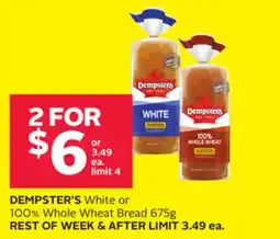 Rexall DEMPSTER'S White or 100% Whole Wheat Bread offer