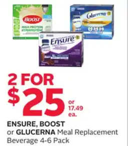 Rexall ENSURE, BOOST or GLUCERNA Meal Replacement Beverage offer